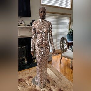 Elegant Silver Mirror Dress Nova Luxe gown